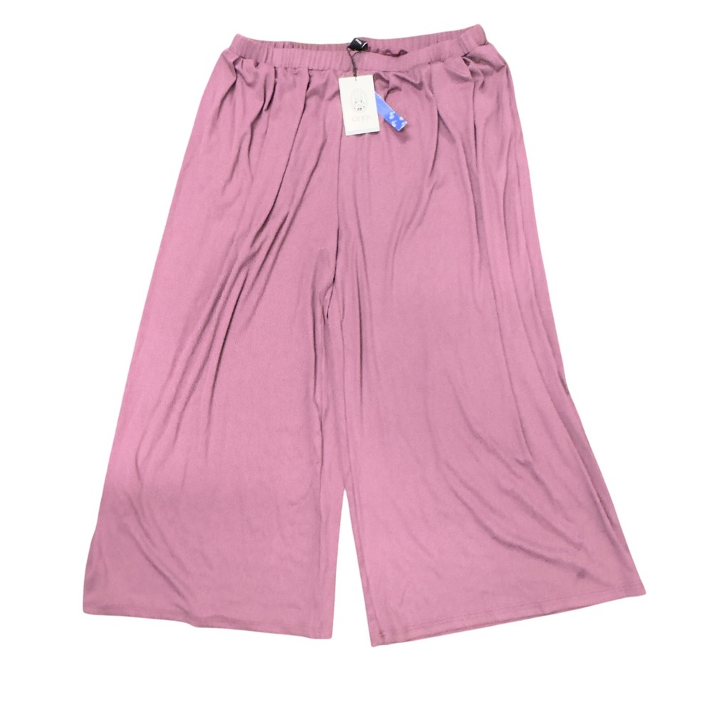 Cider Ribbed Ruffle Trim Pants‎ Womens 2XL Plus Size Elastic Waist Casual
